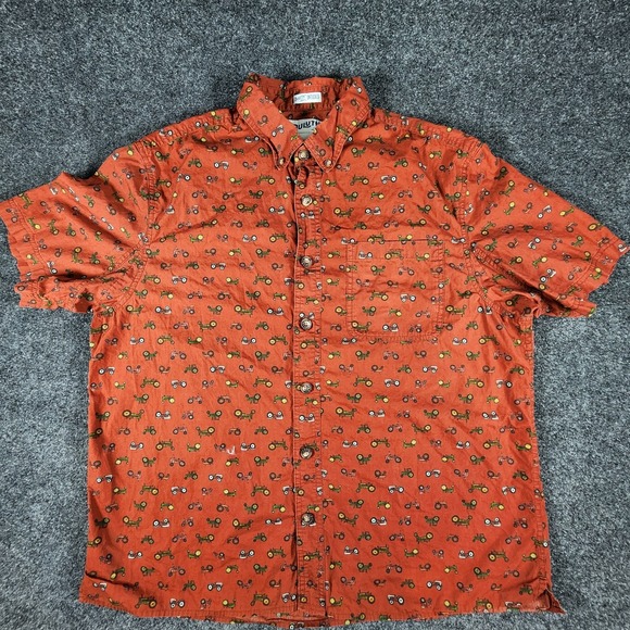 Duluth Trading Untucked Shirt Men's Large AOP Tractors Relaxed Fit Button Down - Picture 4 of 12